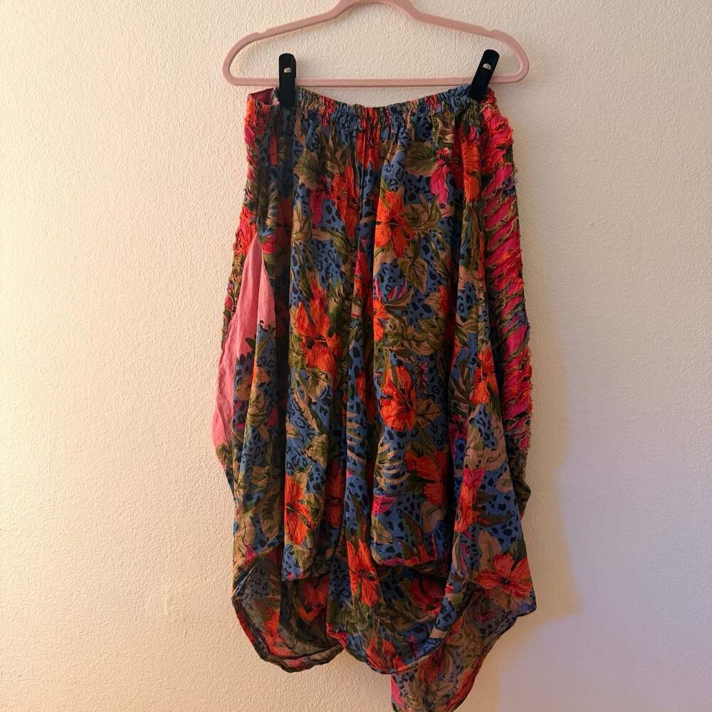 Floral Leopard Print Draped Harem Skirt Size XL - Picture 4 of 7
